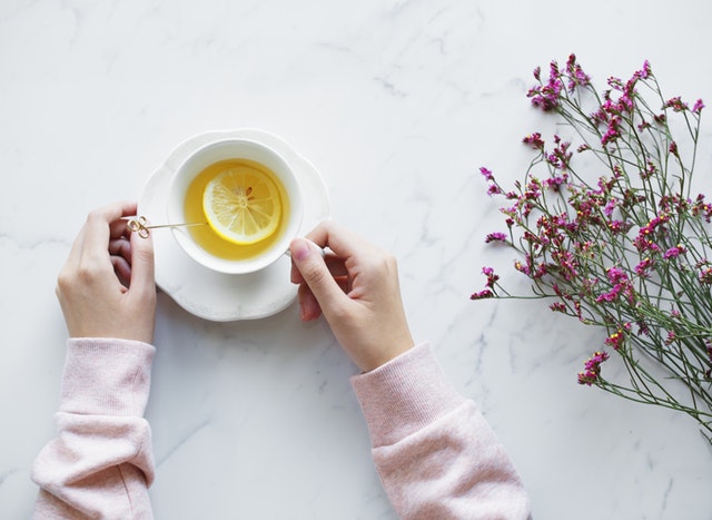 Cup of tea on table