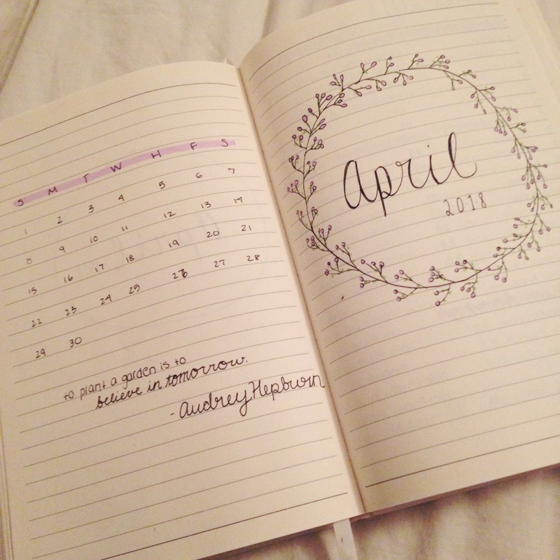 April Monthly Bullet Journal Spread