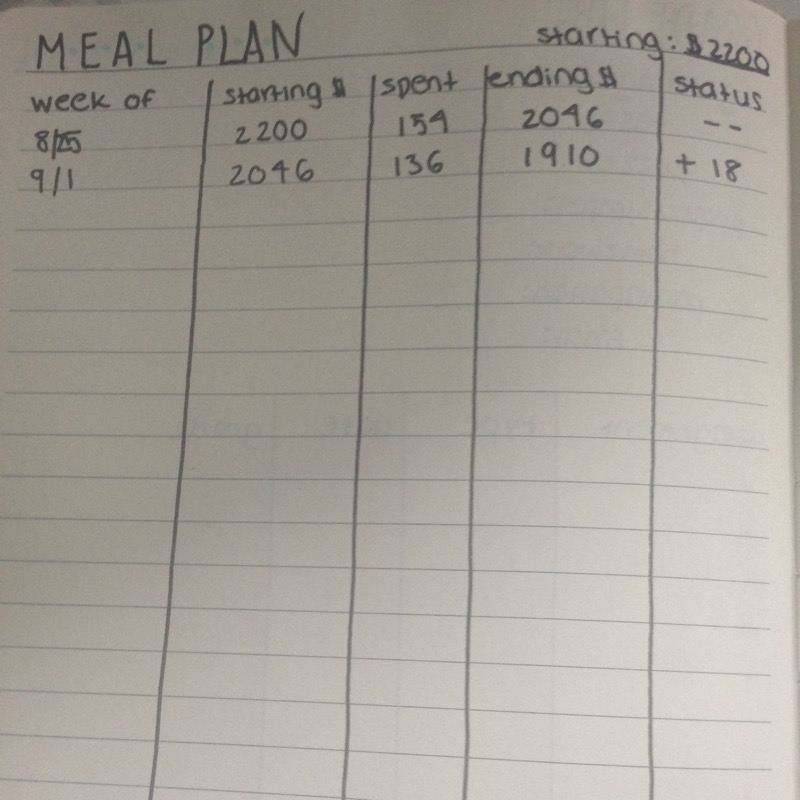 Bullet Journal Spread - Meal Plan