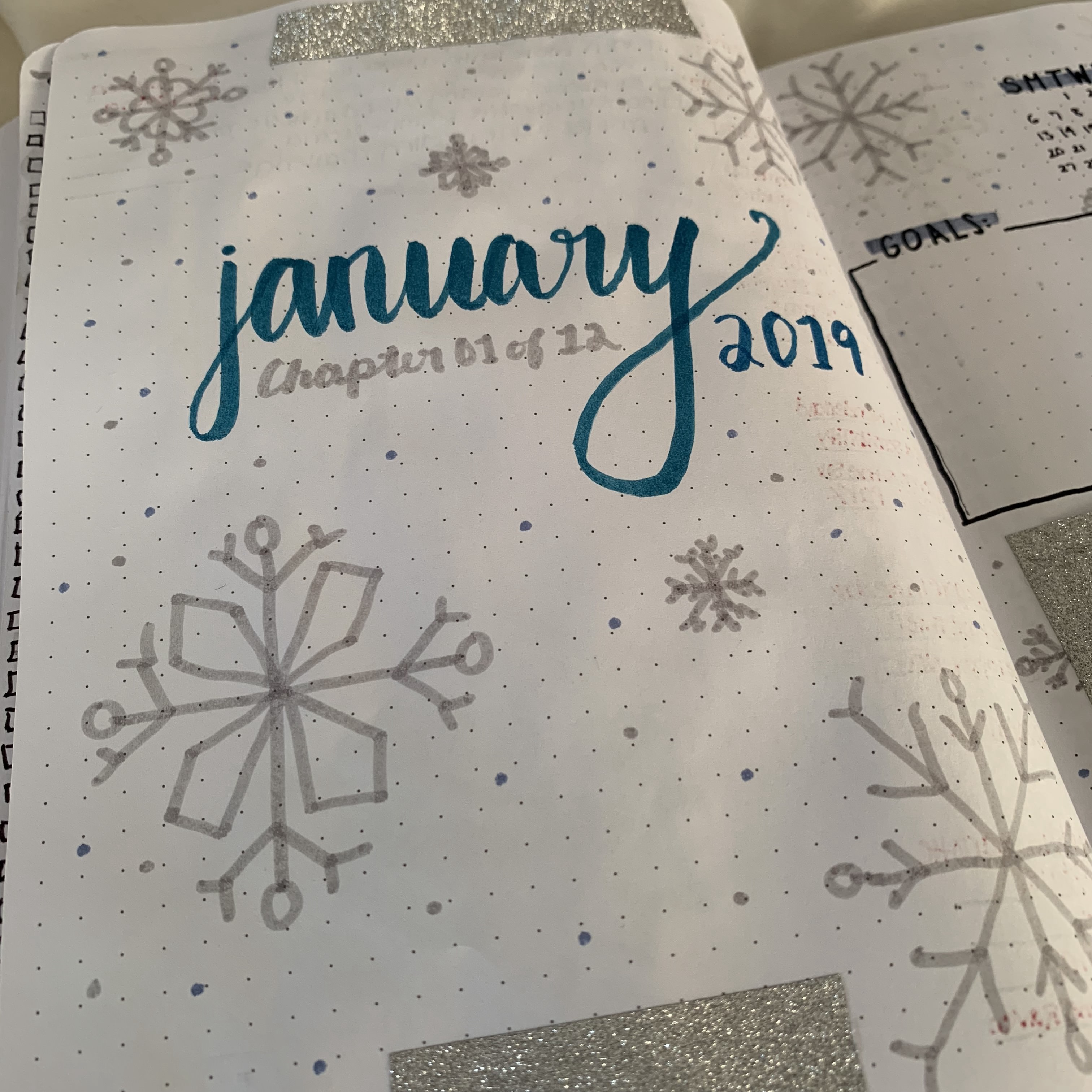 Bullet Journal Spread - 2019 January Monthly