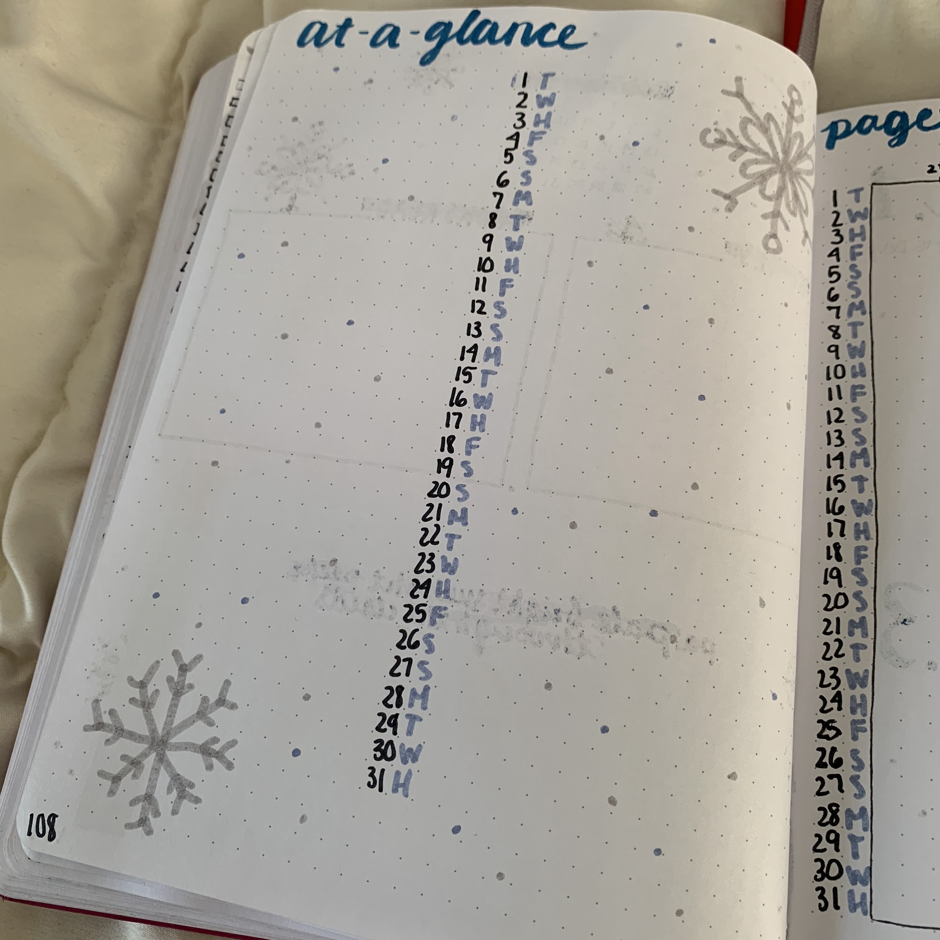 Bullet Journal Spread - 2019 January At-A-Glance