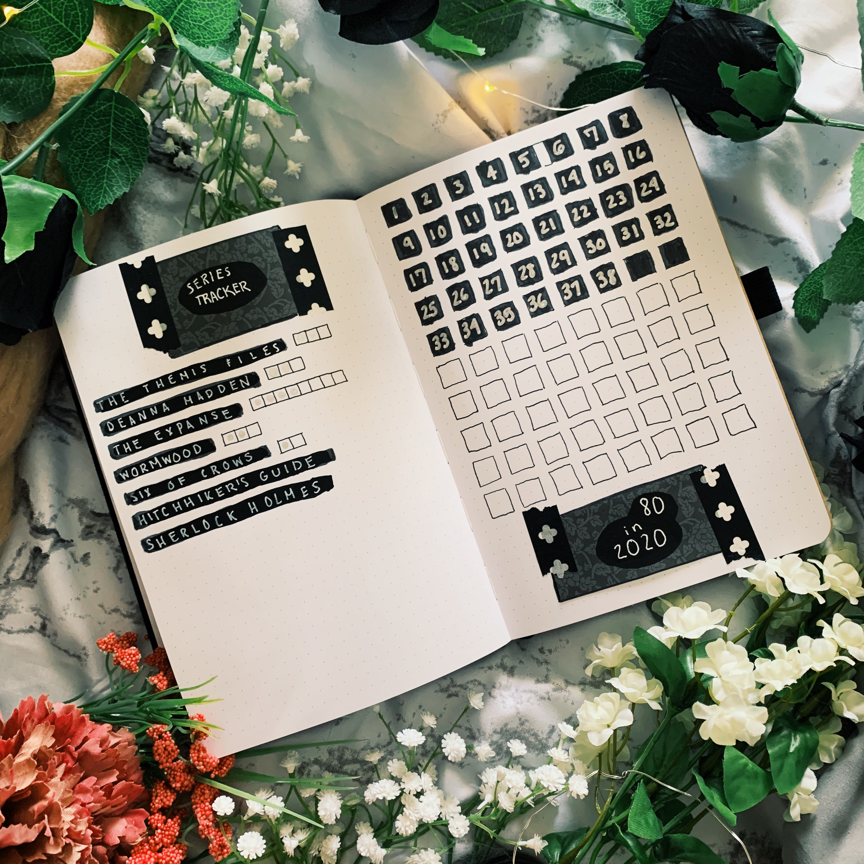 Reading Journal Spreads - Series Tracker and 80 in 2020