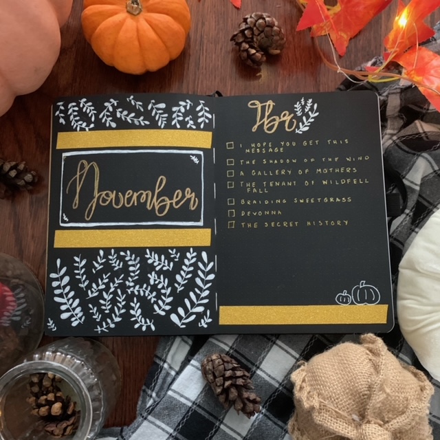 November Reading Journal Spreads - Title page and TBR