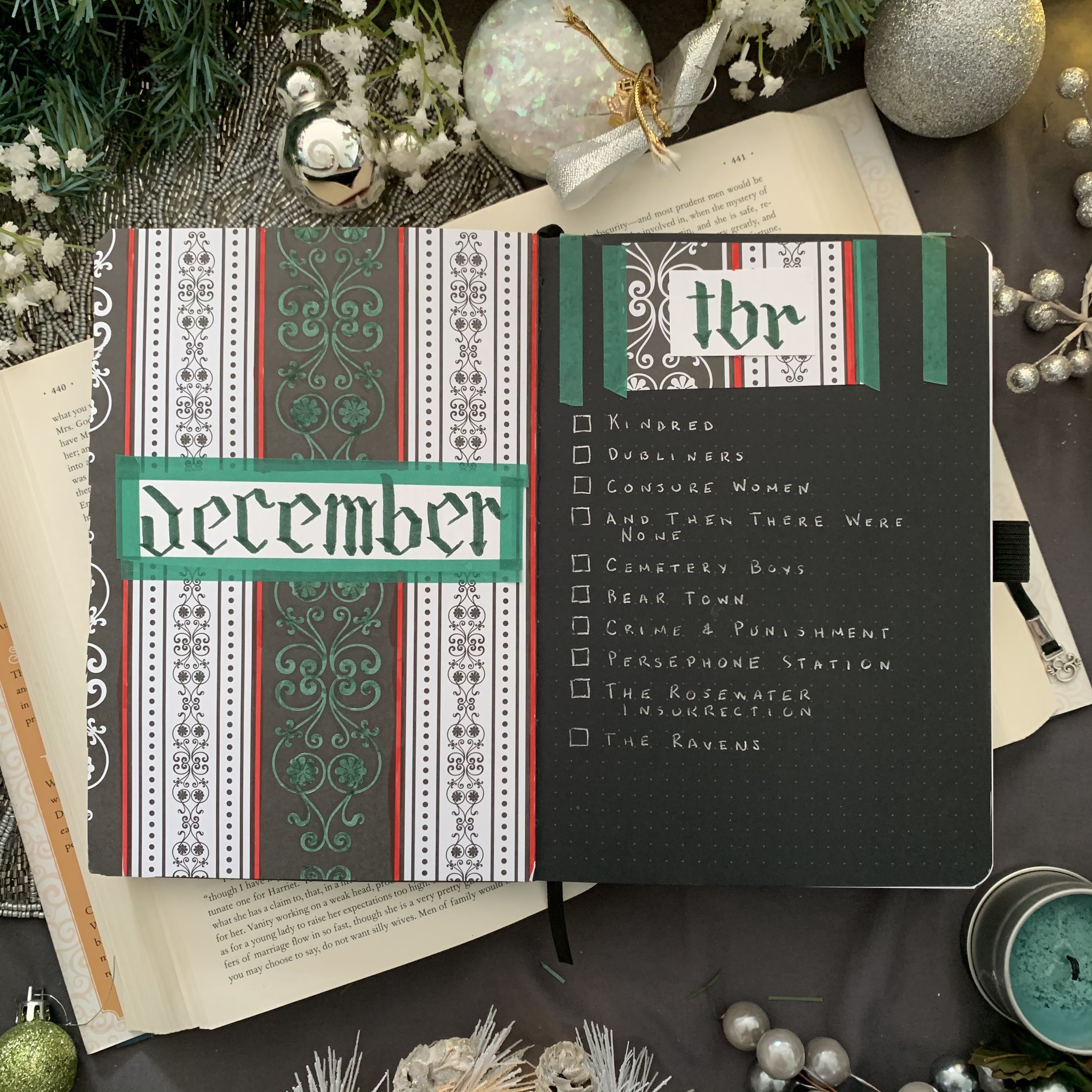 December Reading Journal - Title and TBR Pages