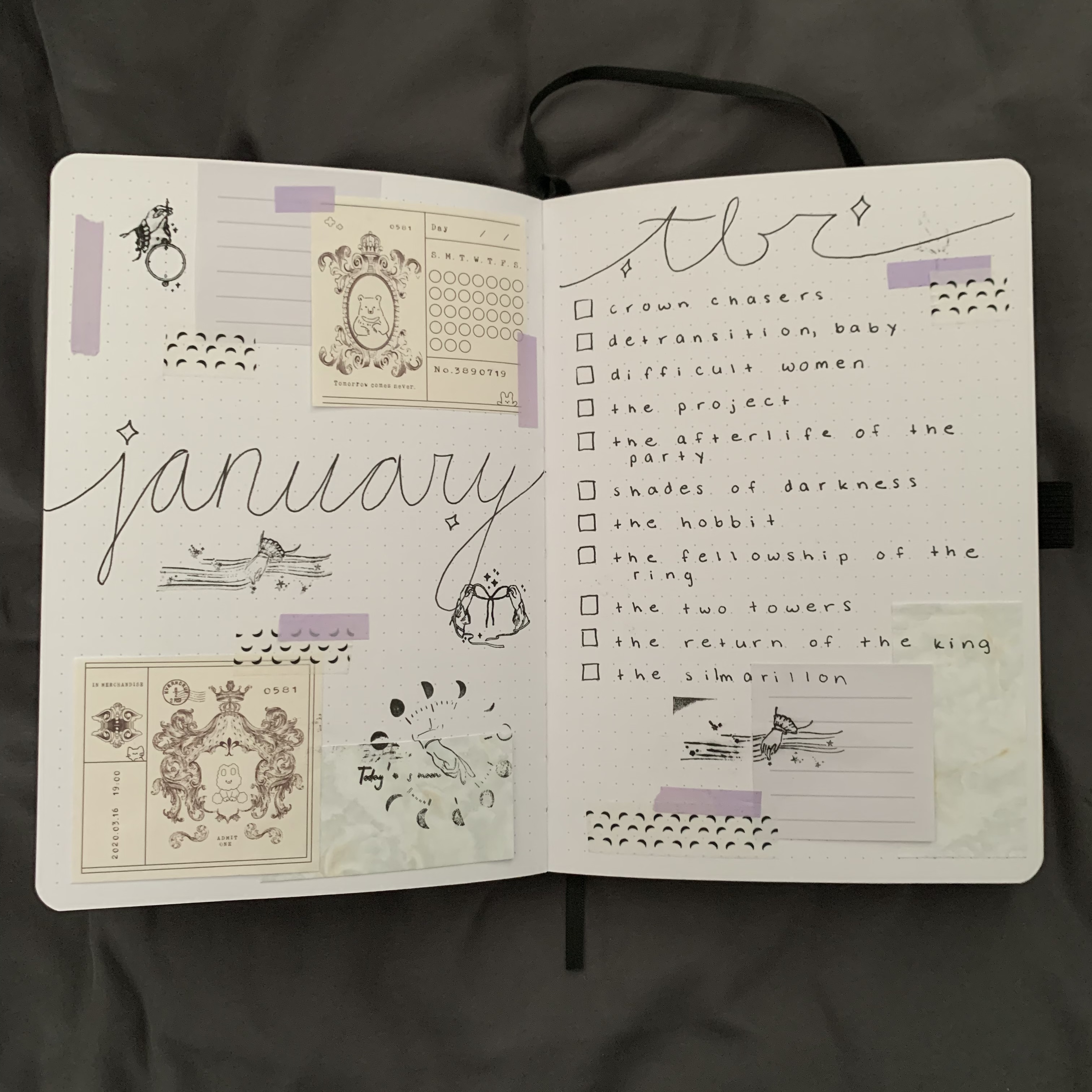 January 2021 Reading Journal Spread - Title Page and TBR