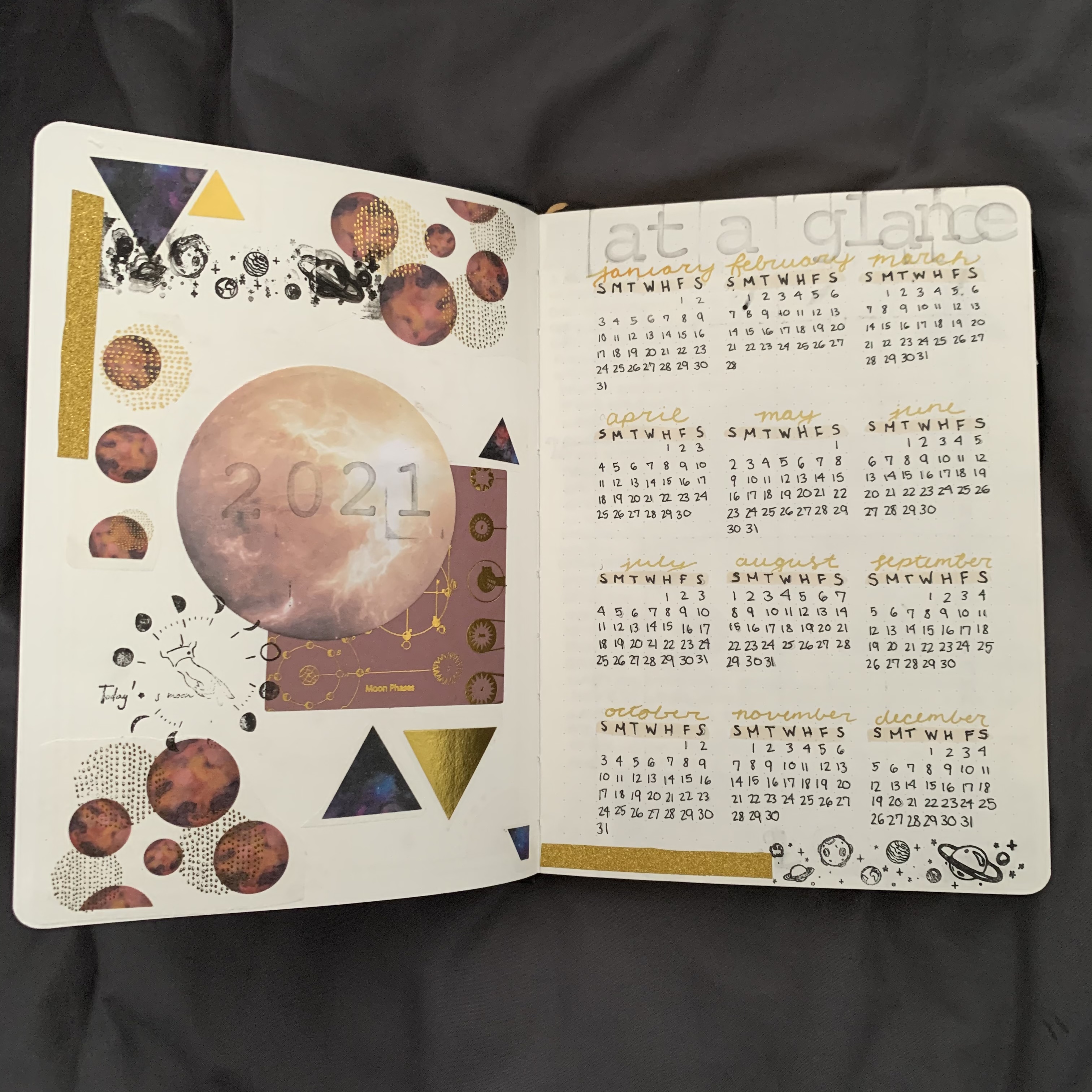 2021 Bullet Journal - Title Page and At-A-Glance