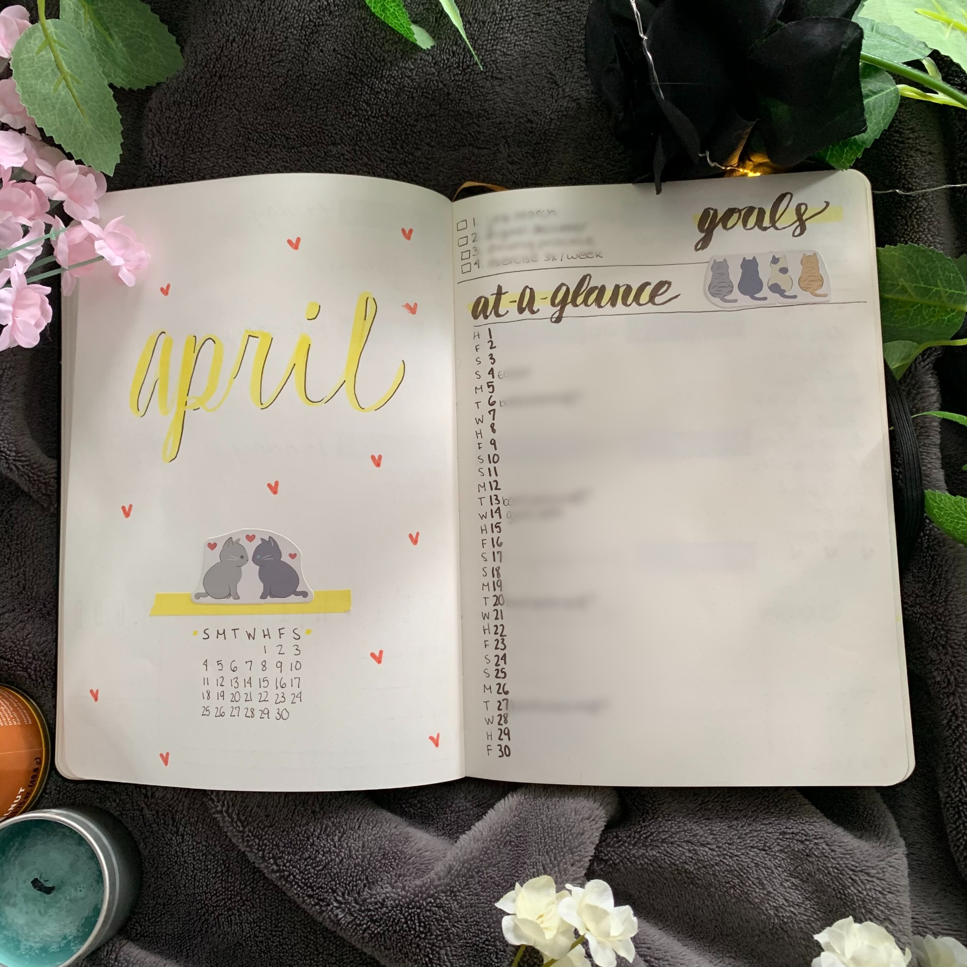 April 2021 Bullet Journal - Title Page and Calendar