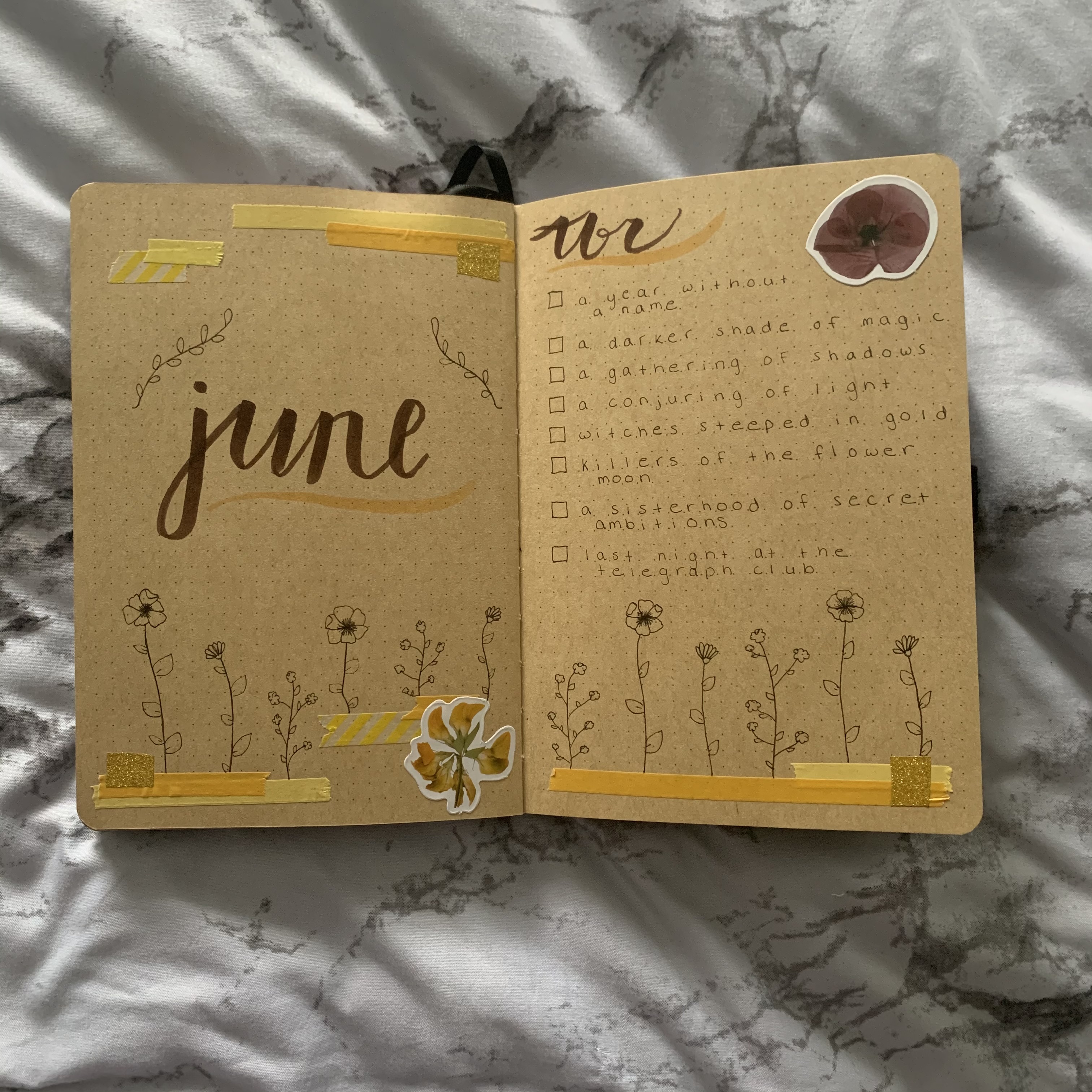 June 2021 Bullet Journal - Title and TBR